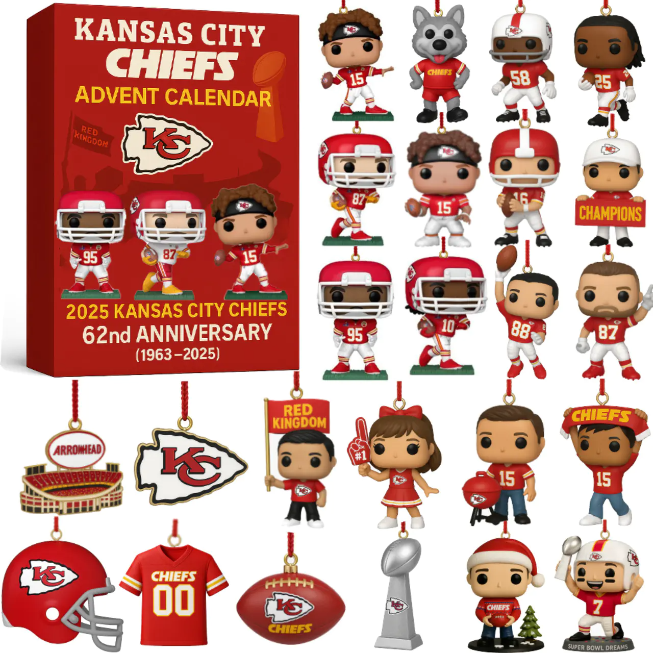 e??? Kansas City Chiefs 62nd Anniversary Advent Calendar 1963-2025 -2D Acrylic