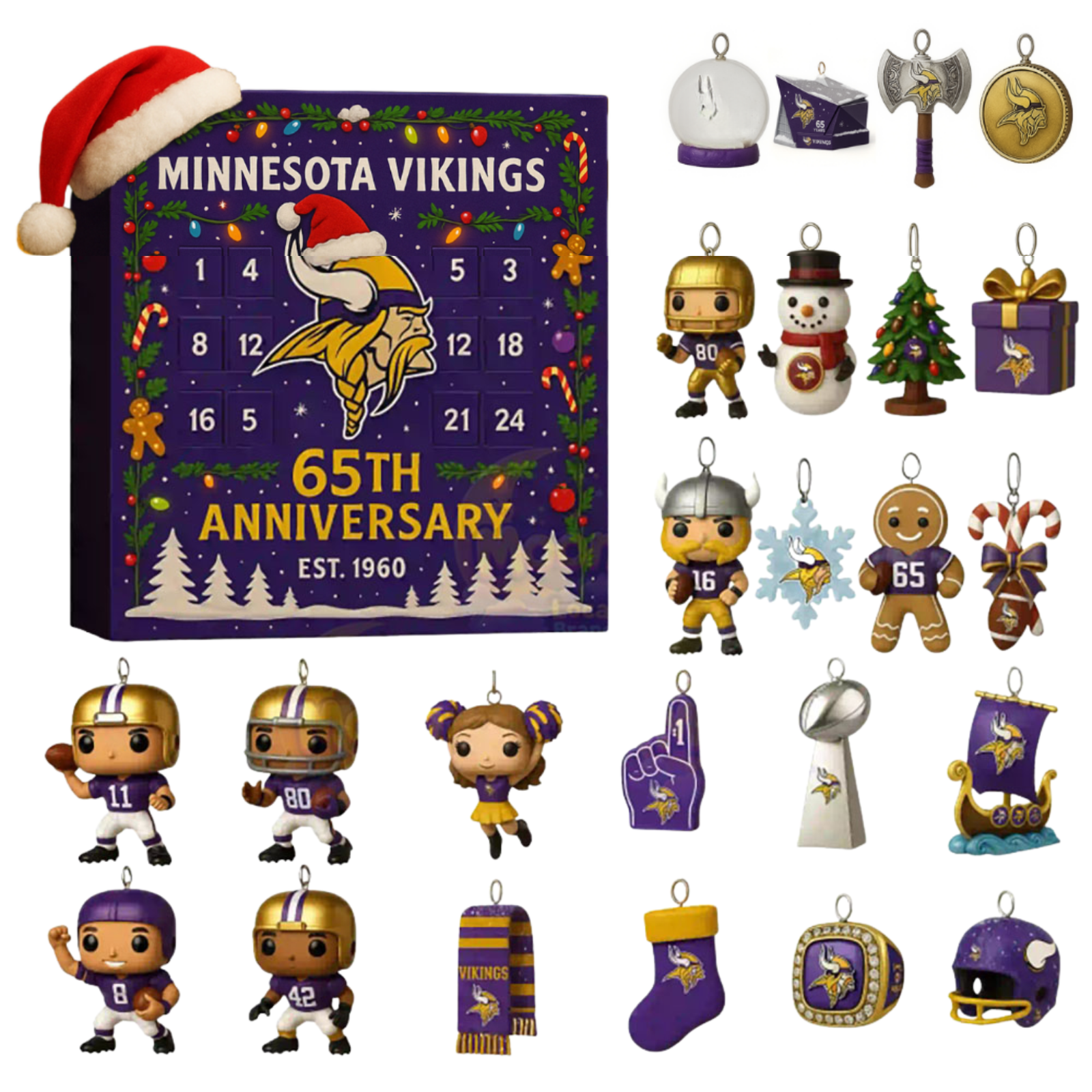 e??? Minnesota Vikings 65th Anniversary Advent Calendar -2D Acrylic