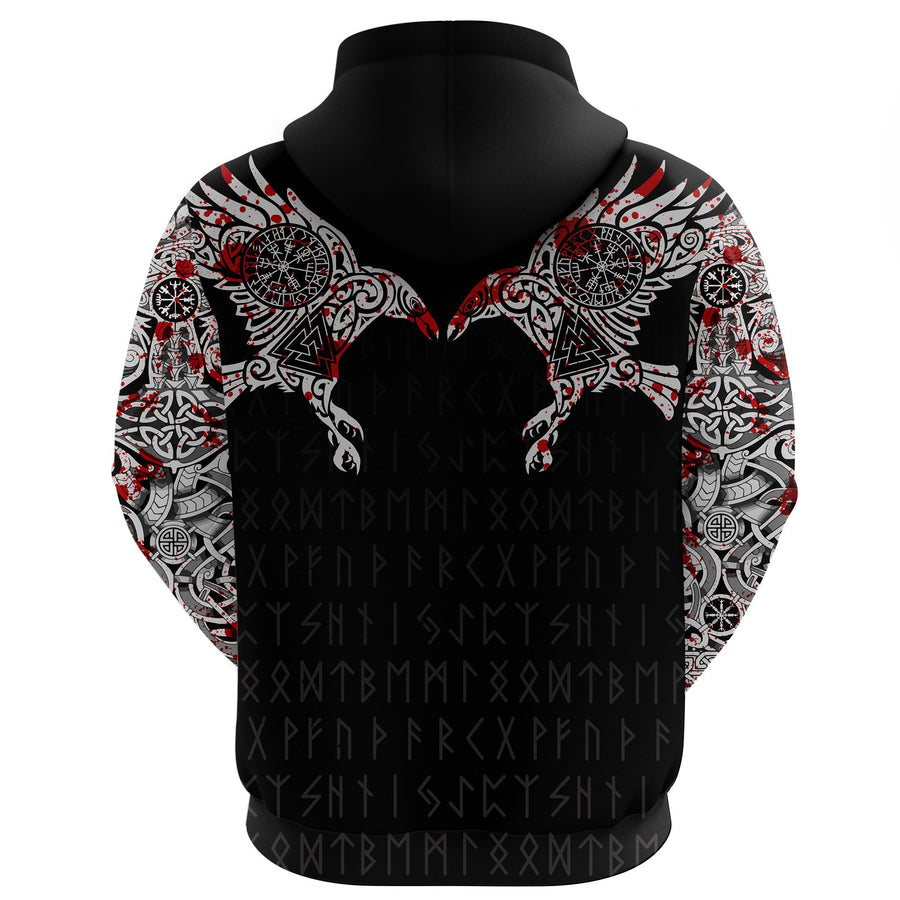 Viking Raven Tatoo Blood Ver 2 Zip Hoodie A15 - Image 2