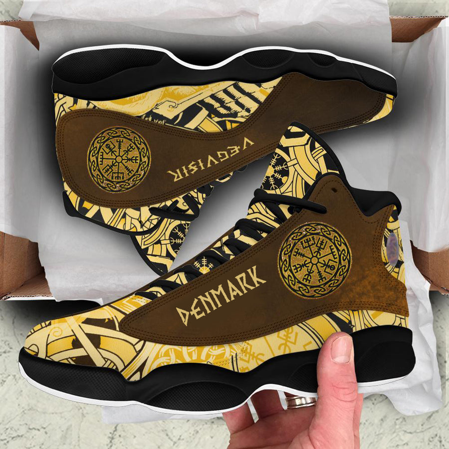 Viking Vegvisir Denmark Gold High Top Sneakers Shoes (Women's/Men's) A27