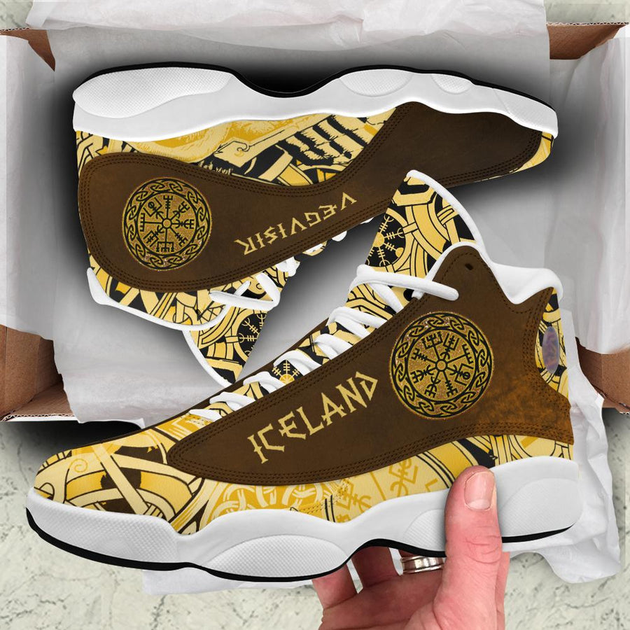 Viking Vegvisir Iceland Gold High Top Sneakers Shoes (Women's/Men's) A27