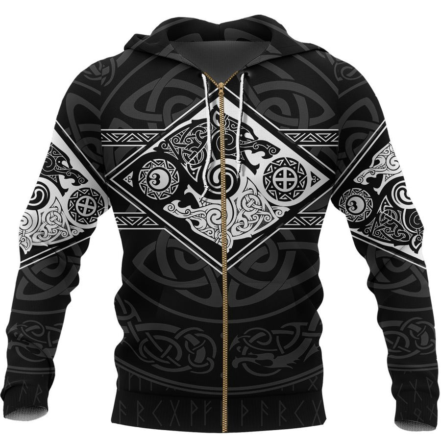 Vikings Zip Hoodie The Wolves ,Skoll And Hati A31