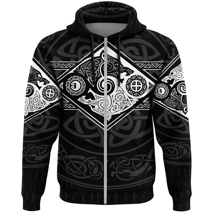 Vikings Zip Hoodie The Wolves ,Skoll And Hati A31